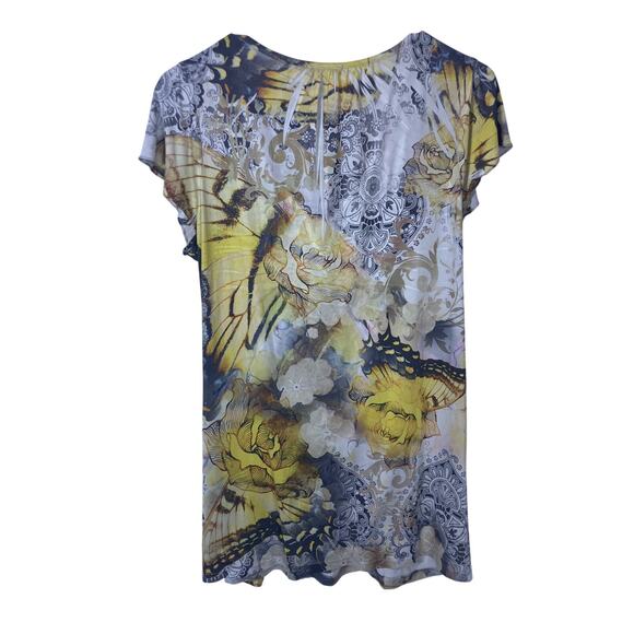 Y2K Apt 9 Butterfly Top Blouse Women's M Short Sleeve Embellished Embroidered - Picture 4 of 6